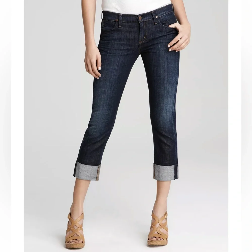 Citizens of Humanity Sz 25 Dani Crop Cuffed Straight Leg Jeans in Scorpio Wash